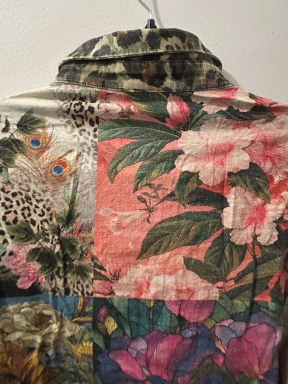 A Rare Bird Leopard Floral Print Crochet Beaded Button Front Garden Jacket NWT - Picture 13 of 16